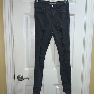 Levi’s 720 High Rise Super Skinny Distressed Jeans size 27 Black
